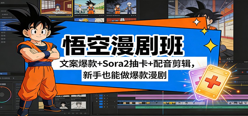 悟空漫剧班：文案爆款+Sora2抽卡+配音剪辑，新手也能做爆款漫剧-知行客