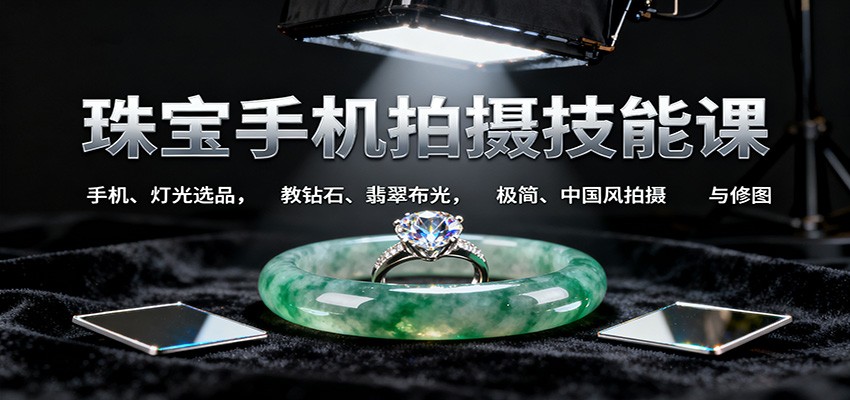 珠宝手机拍摄技能课:手机、 灯光选品，教钻石、翡翠布光，极简、中国风拍摄与修图-知行客