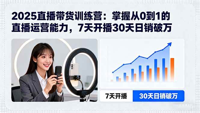 （15989期）2025直播带货训练营：掌握从0到1的直播运营能力，7天开播30天日销破万-知行客