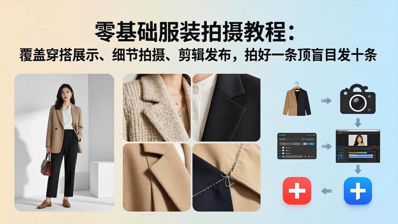 （17829期）零基础服装拍摄教程：覆盖穿搭展示、细节拍摄、剪辑发布，拍好一条顶盲目发十条-知行客