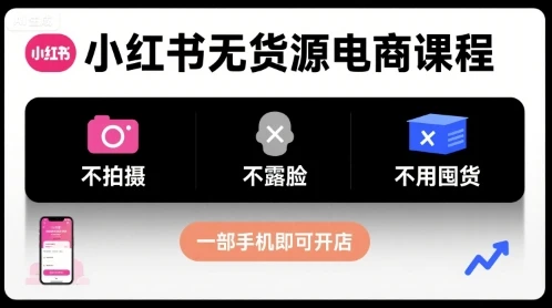 【精】小红书无货源电商课程，不拍摄不露脸不用囤货，一部手机即可开店-知行客