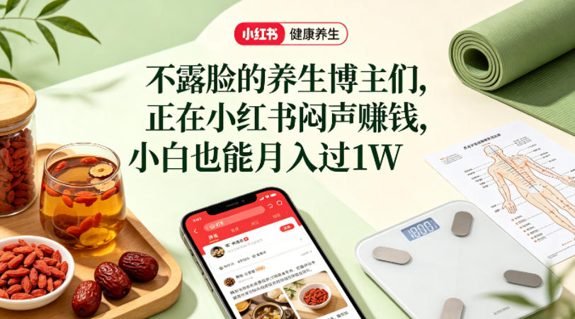 小红书健康养生科普图文赛道，不露脸的养生博主们，正在小红书闷声賺钱，小白也能月入过1W-知行客