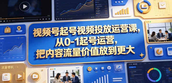 【精】视频号起号视频投放运营课，从0-1起号运营，把内容流量价值放到更大-知行客