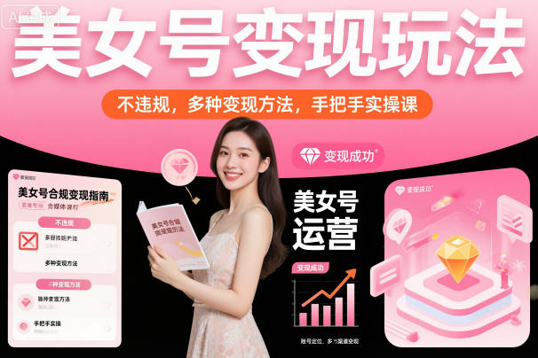 美女号变现玩法,不违规,多种变现方法,手把手实操课-知行客