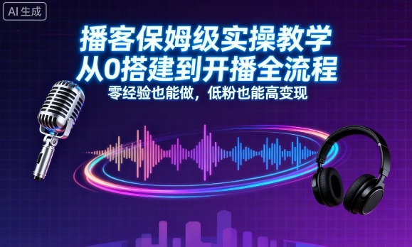 播客保姆级实操教学，从0搭建到开播全流程，零经验也能做，低粉也能高变现-知行客
