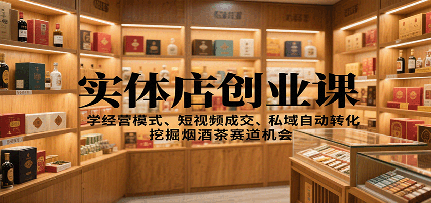 实体店创业课:学经营模式、短视频成交、私域自动转化,挖掘烟酒茶赛道机会 | 资源下载 - 知行客-知行客