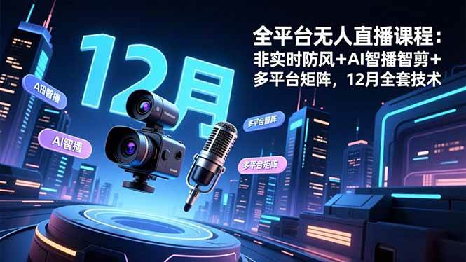 （16754期）全平台无人直播课程：非实时防风＋AI智播智剪＋多平台矩阵，12月全套技术-知行客