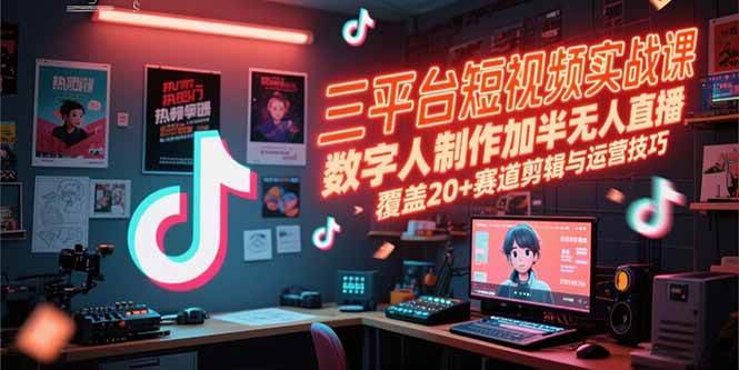 （15265期）三平台短视频实战课，数字人制作加半无人直播，覆盖20+赛道剪辑与运营技巧-知行客