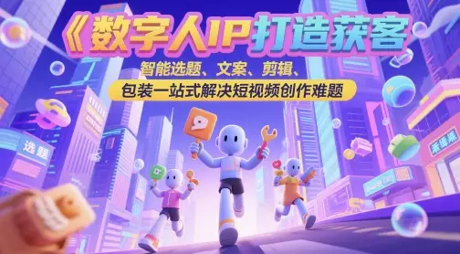 数字人IP打造获客变现实操课，智能选题、文案、剪辑、包装一站式解决短视频创作难题-知行客