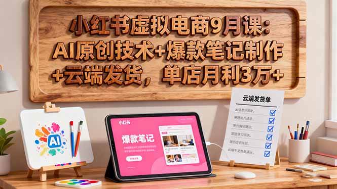 （16287期）小红书虚拟电商9月课：AI原创技术+爆款笔记制作+云端发货，单店月利3万+-知行客