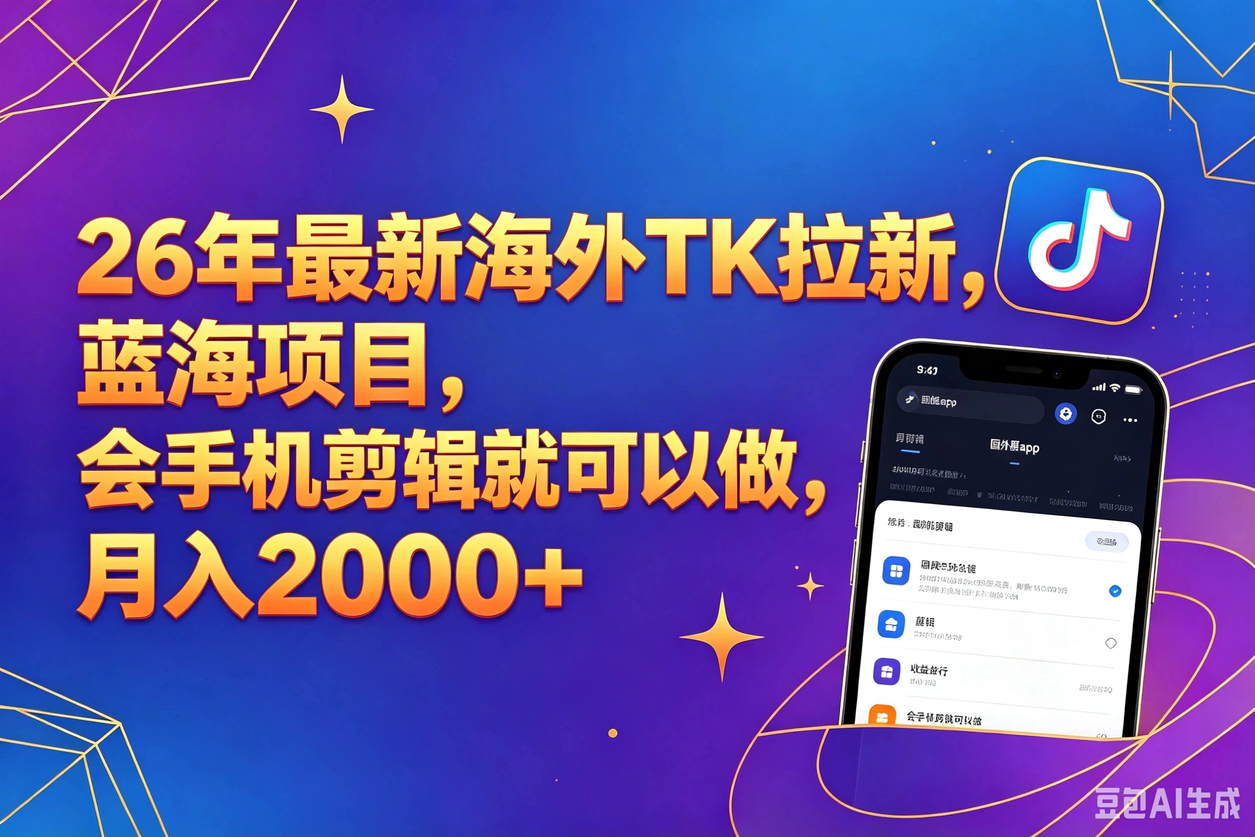 【精】26年最新海外Tk剪映拉新，蓝海项目，会手机剪辑就可以做，月入20000＋（附最新玩法）-知行客