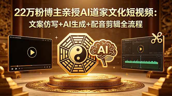（18580期）22万粉博主亲授AI道家文化短视频：文案仿写+AI生成+配音剪辑全流程-知行客