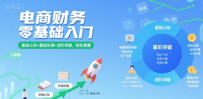 电商财务零基础入门，基础认知+基础实操+进阶突破，轻松掌握-知行客