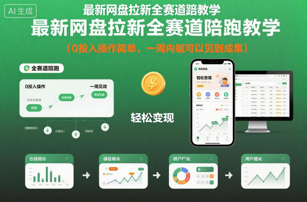 最新网盘拉新全赛道陪跑教学，0投入操作简单，一周内就可以见到成果-知行客