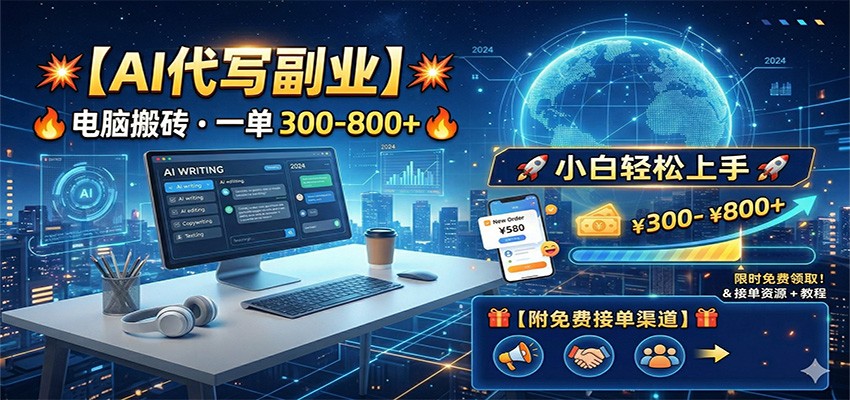 AI代写副业，电脑搬砖，一单300-800+，小白轻松上手，附免费接单渠道 | 资源下载 - 知行客-知行客