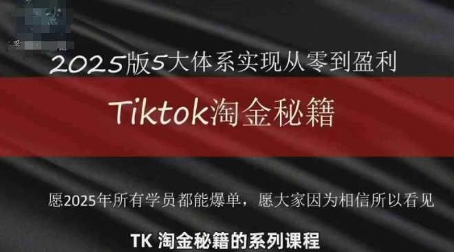 TikTok跨境2025淘金秘籍，2025TikTok从0到盈利变现-知行客