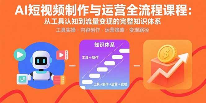 （15863期）AI短视频制作与运营全流程课程：从工具认知到流量变现的完整知识体系-知行客