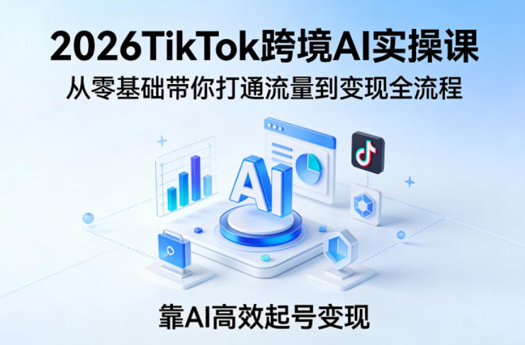 2026TikTok跨境AI实操课，从零基础带你打通流量到变现全流程，靠AI高效起号变现-知行客