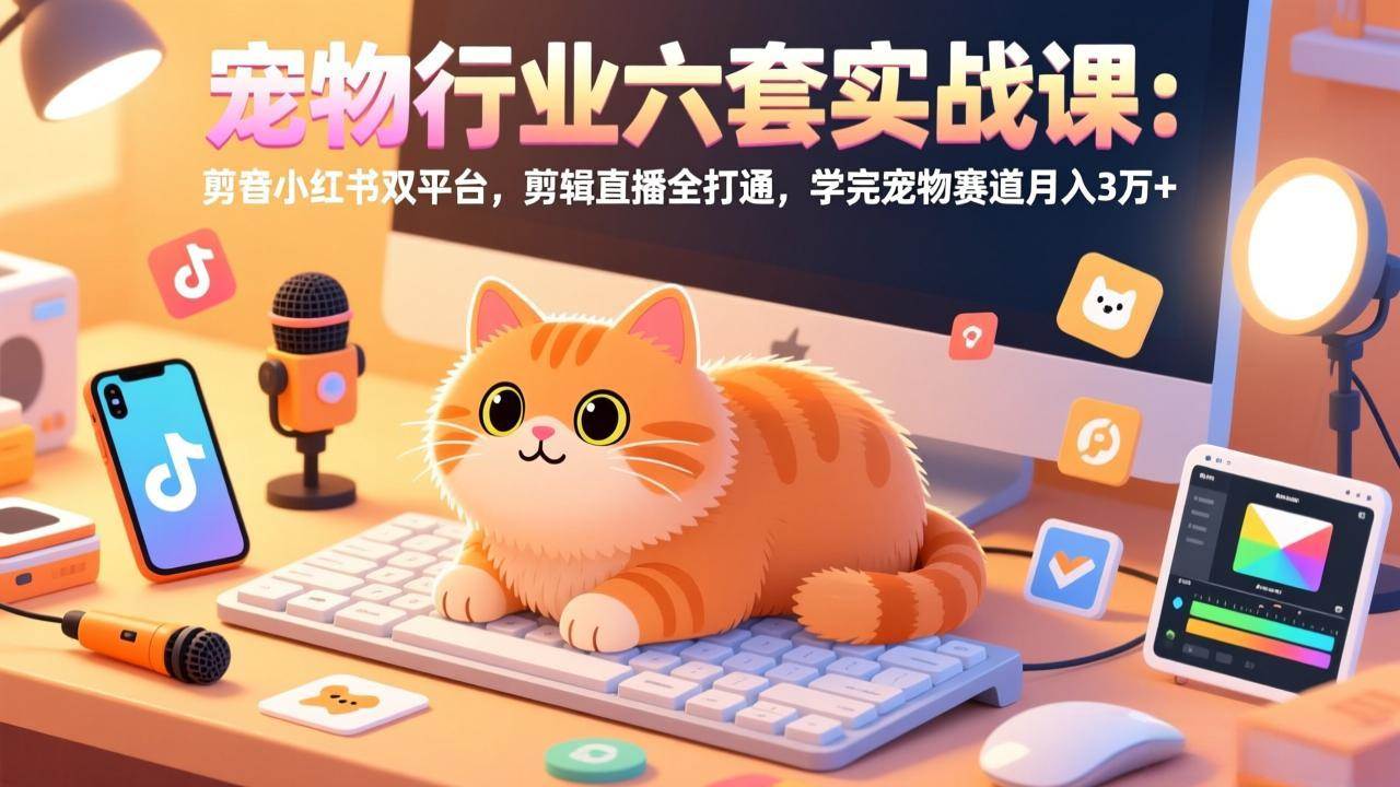 （17411期）宠物行业六套实战课：抖音小红书双平台，剪辑直播全打通，学完宠物赛道月入3万+-知行客
