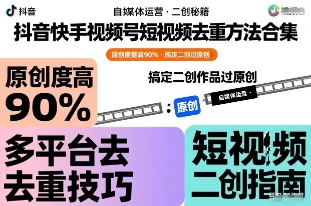 【精】抖音快手视频号短视频去重方法合集，原创度提高90%，搞定二创作品过原创-知行客
