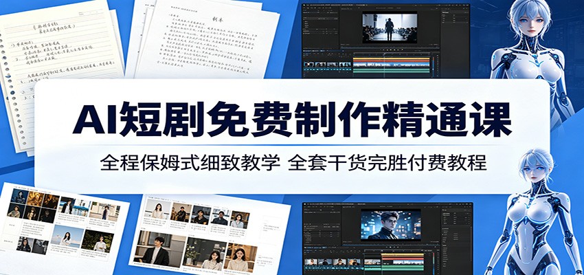 AI短剧免费制作精通课：全程保姆式细致教学，全套干货完胜付费教程-知行客