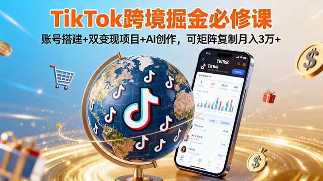 （16003期）TikTo跨境掘金必修课，账号搭建+双变现项目+AI创作，可矩阵复制月入3万+-知行客