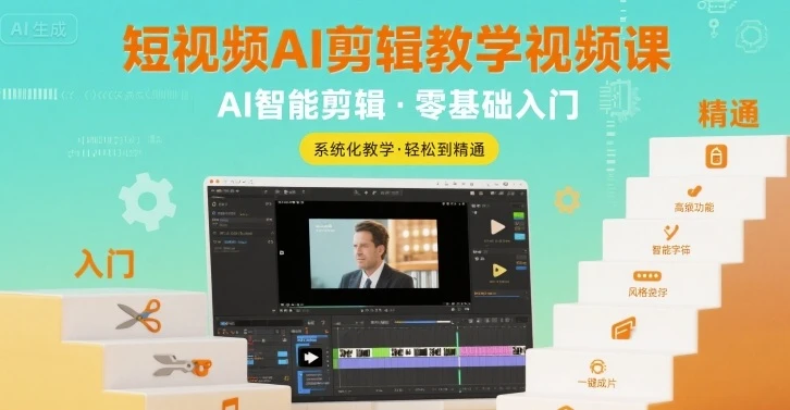 【精】短视频AI剪辑教学视频课，入门到精通-知行客