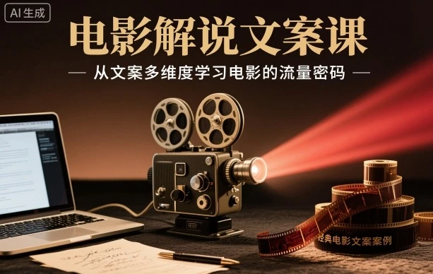 【精】电影解说文案课，从文案多维度学习电影的流量密码-知行客