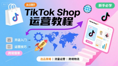 TikTok Shop从0到1运营教程，TikTok跨境电商新手必学课程-知行客