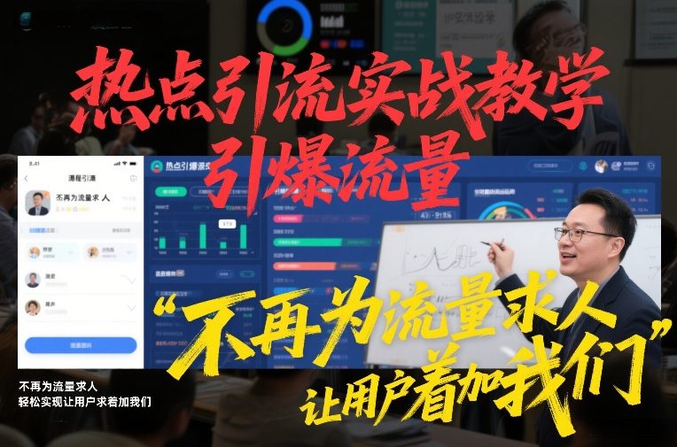 热点引流实战教学，引爆流量，不再为流量求人，轻松实现让用户求着加我们-知行客
