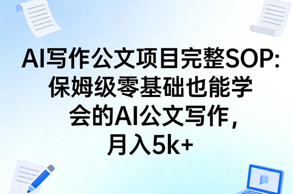 AI写作公文项目完整SOP，保姆级零基础也能学会的AI公文写作，月入5k+-知行客