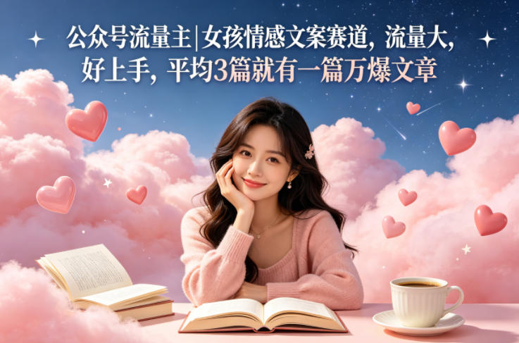 公众号流量主女孩情感文案赛道，流量大，好上手，平均3篇就有一篇万爆文章-知行客