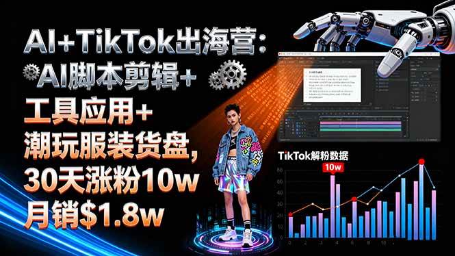 （16108期）AI+TikTok出海营:AI脚本剪辑+工具应用+潮玩服装货盘,30天涨粉10w月销$1.8w-知行客