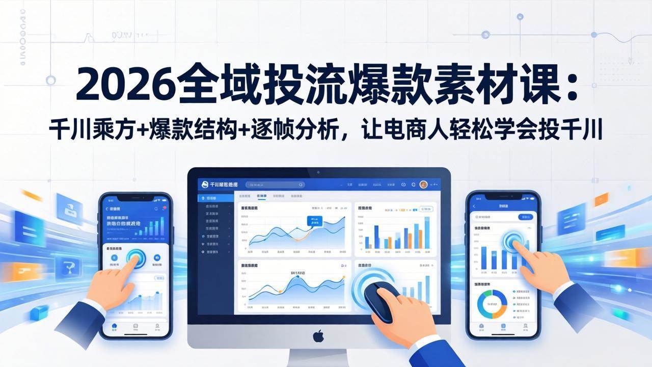 （17705期）2026全域投流爆款素材课：千川乘方+爆款结构+逐帧分析，让电商人轻松学会投千川-知行客