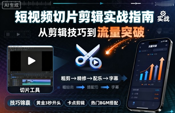 短视频切片剪辑实战指南，从剪辑技巧到流量突破 | 资源下载 - 知行客-知行客