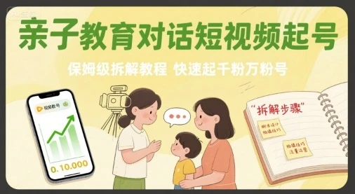亲子教育对话短视频起号，保姆级拆解教程，快速起千粉万粉号-知行客