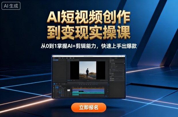 AI短视频创作到变现实操课，从0到1掌握AI+剪辑能力，快速上手出爆款（更新10月）-知行客