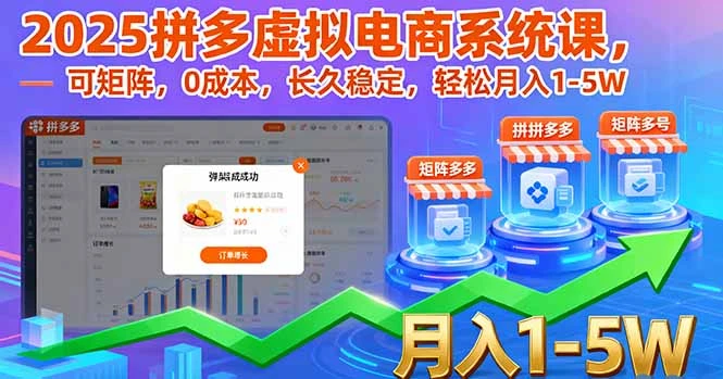 2025拼多多虚拟电商系统课，可矩阵，0成本，长久稳定，轻松月入1-5W-知行客