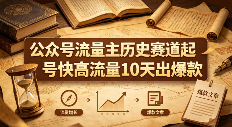 公众号流量主之历史赛道，起号快+高流量，10天就能出爆款！-知行客