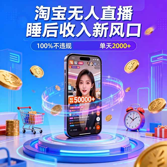 （16822期）淘宝无人直播，不违规不封号，直播100小时卖了5万，年底旺季！-知行客