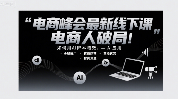 电商峰会最新线下课，电商人破局，如何用AI降本增效，AI应用-全域推广-直播运营-付费流量-知行客