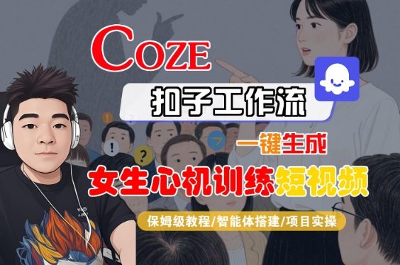COZE扣子工作流一键生成女生心机训练短视频，保姆级教程-智能体搭建-项目实操-知行客