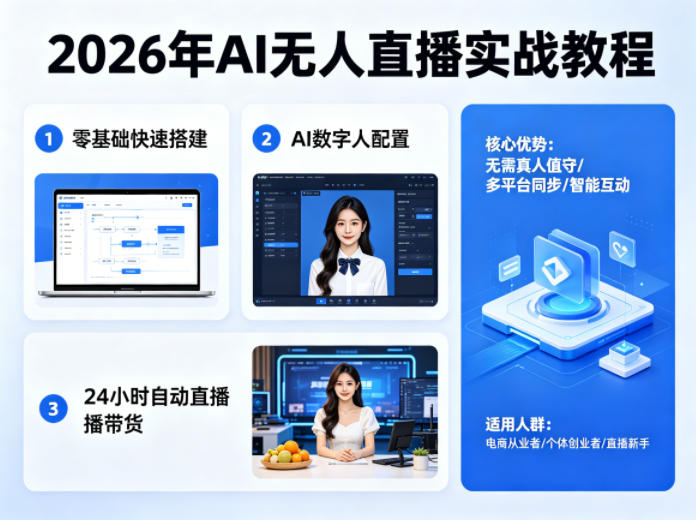 2026年AI无人直播实战教程，零基础也能快速搭建AI数字人无人直播间，实现24小时自动直播带货-知行客