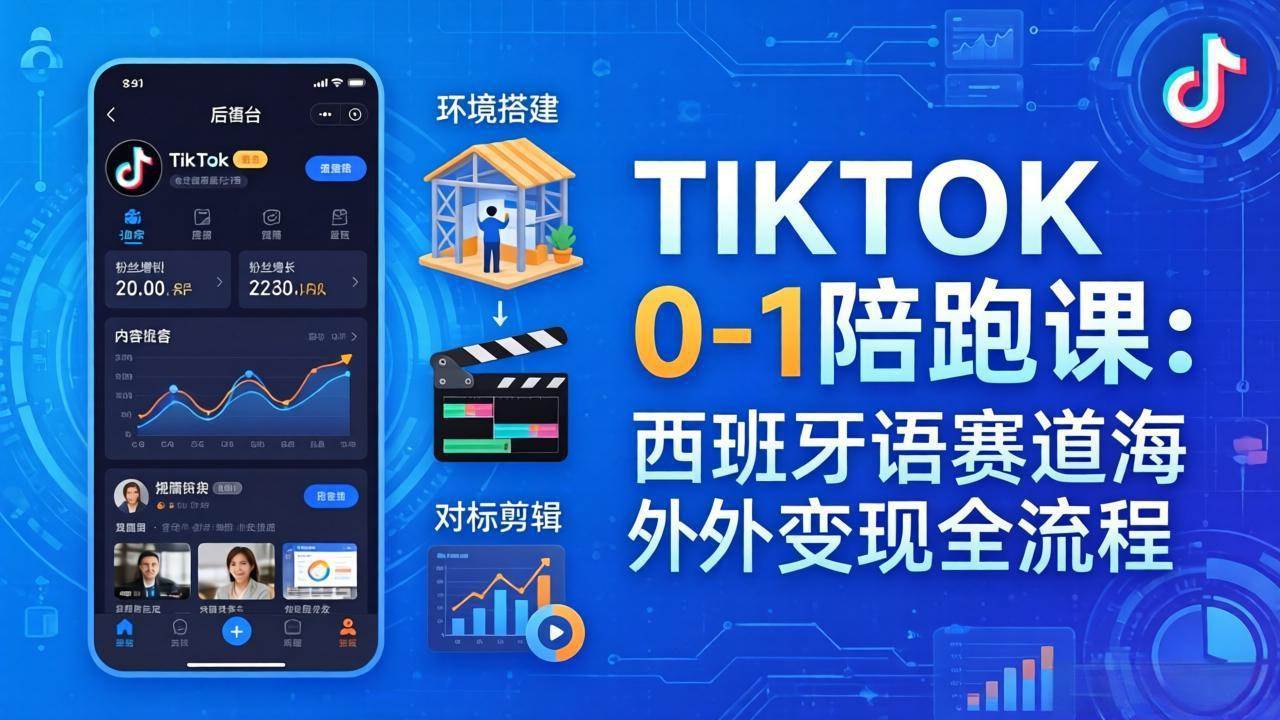 （17908期）TIKTOK 0-1 陪跑课：从环境搭建到刷对标剪辑，西班牙语赛道海外变现全流程-知行客