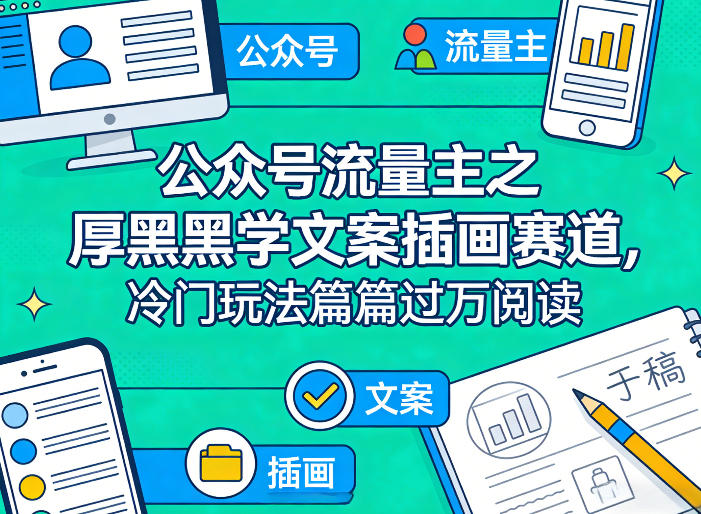 公众号流量主之厚黑学文案插画赛道，冷门玩法篇篇过万阅读-知行客