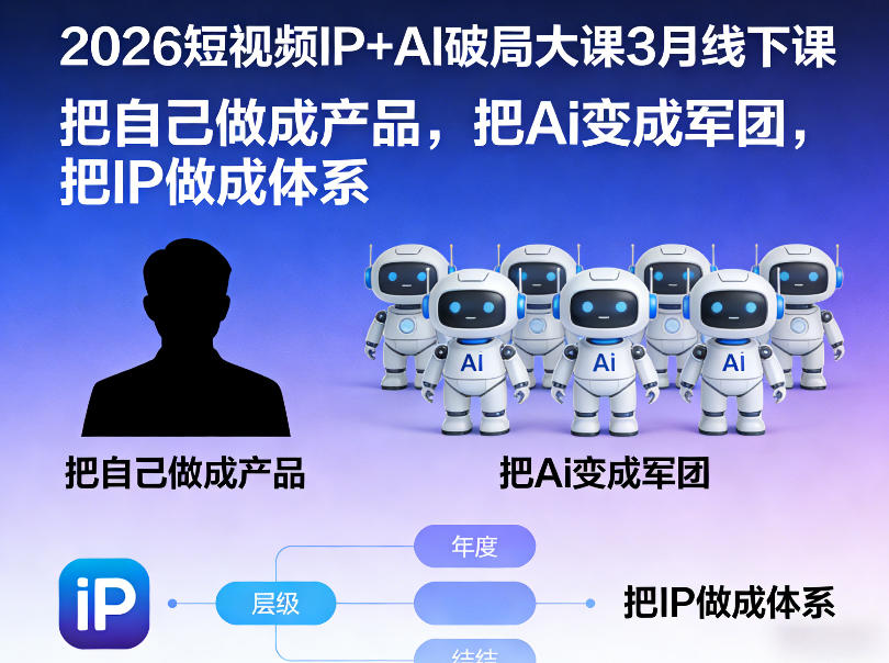 2026短视频IP+AI破局大课3月线下课，把自己做成产品，把Ai变成军团，把IP做成体系-知行客