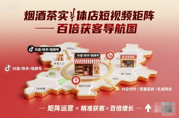 烟酒茶实体店短视频矩阵百倍获客导航图 | 资源下载 - 知行客-知行客
