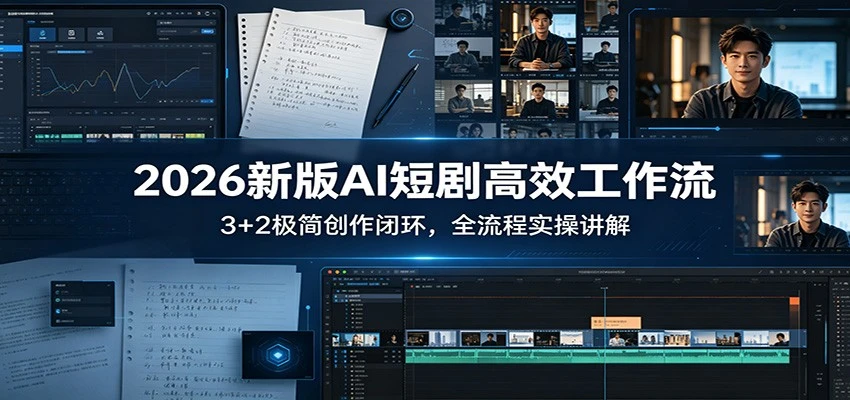 【精】2026新版AI短剧高效工作流：3+2极简创作闭环，全流程实操讲解，Seedance 2.0工作流，带你玩转新流程极速赚钱-知行客