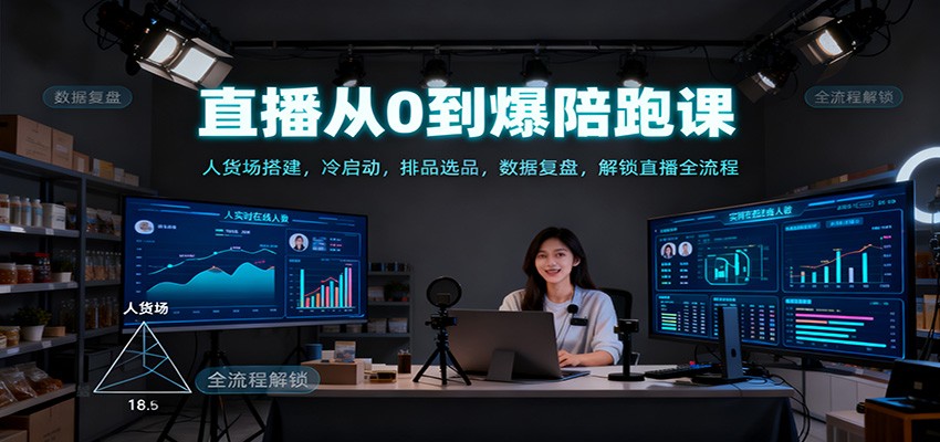 直播从0到爆陪跑课：人货场搭建，冷启动，排品选品，数据复盘，解锁直播全流程-知行客