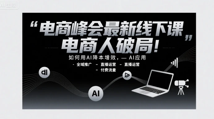 【精】电商峰会最新线下课，电商人破局，如何用AI降本增效，AI应用-全域推广-直播运营-付费流量-知行客